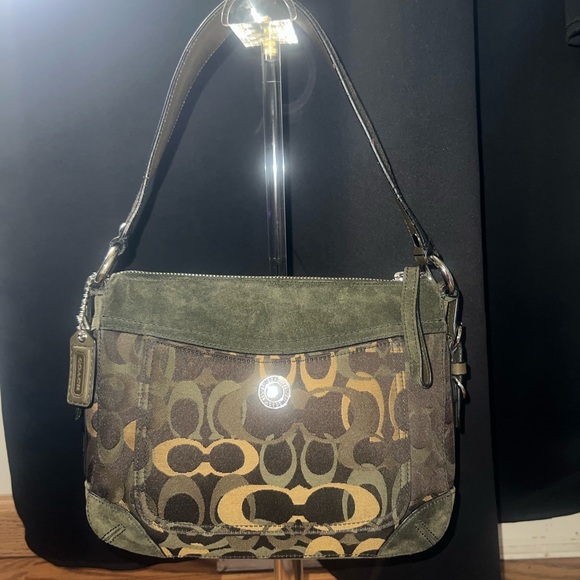 Coach Green and Brown Signature Shoulder Bag - Picture 1 of 5